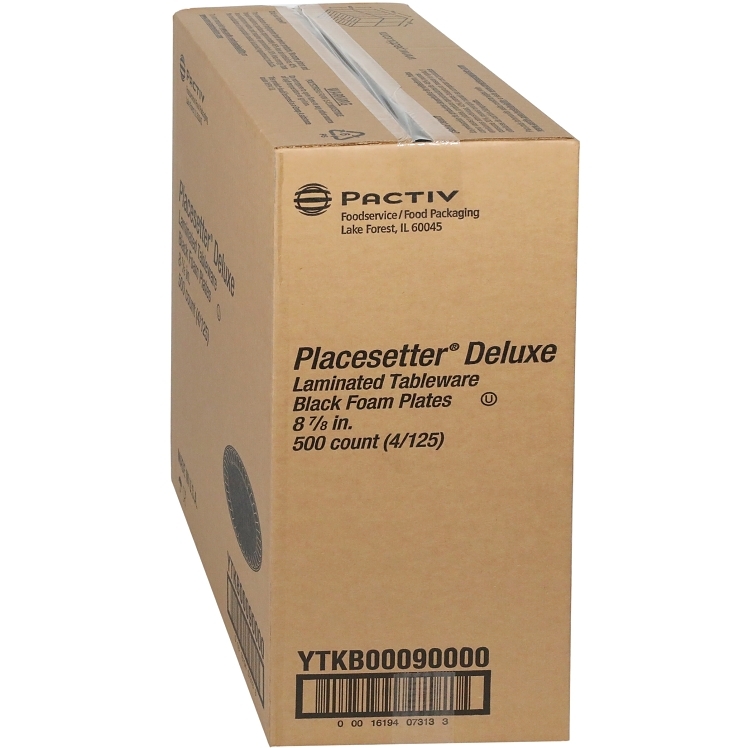 PACTIV LAMINATED BLACK 1 COMPARTMENT 9 INCH FOAM PLATE