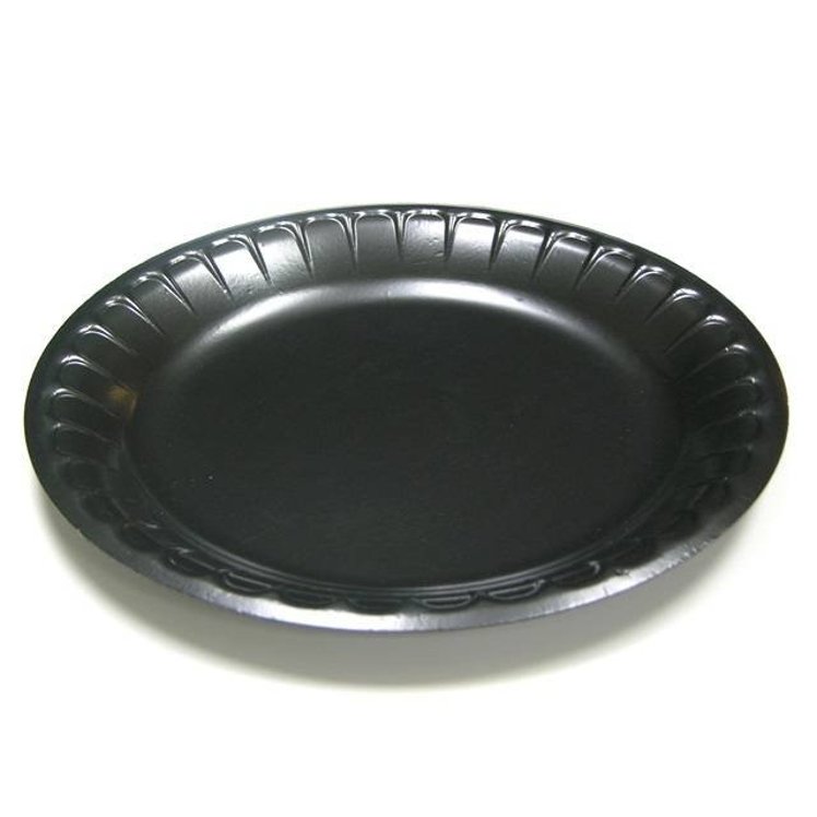 PACTIV LAMINATED BLACK 1 COMPARTMENT 9 INCH FOAM PLATE