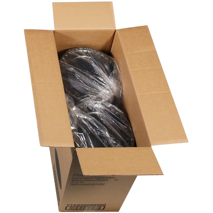 PACTIV LAMINATED BLACK 1 COMPARTMENT 9 INCH FOAM PLATE