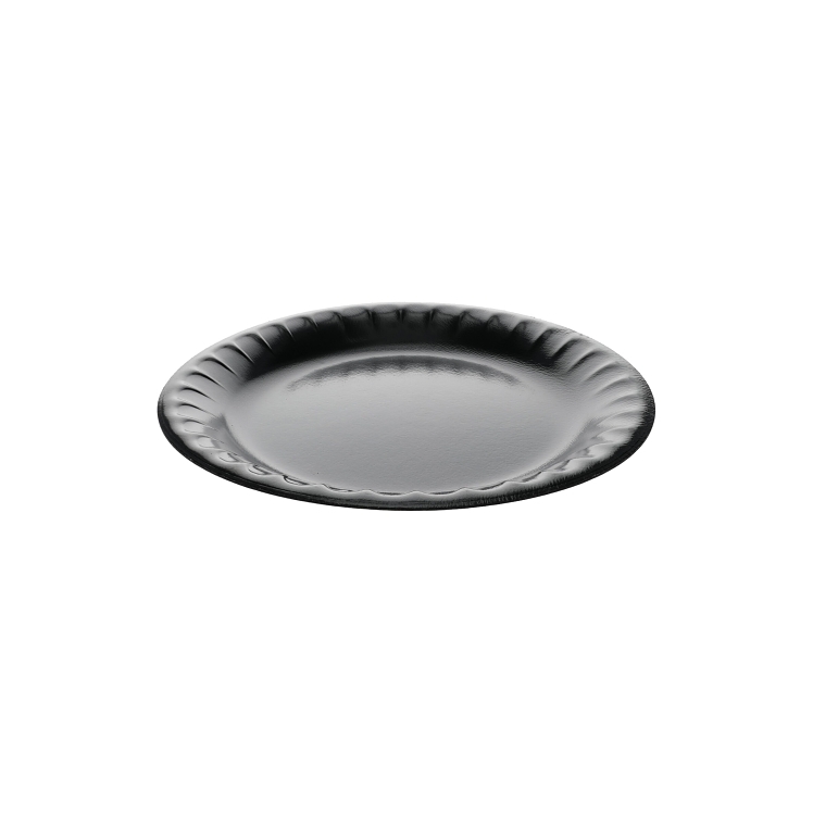 PACTIV LAMINATED BLACK 1 COMPARTMENT 9 INCH FOAM PLATE