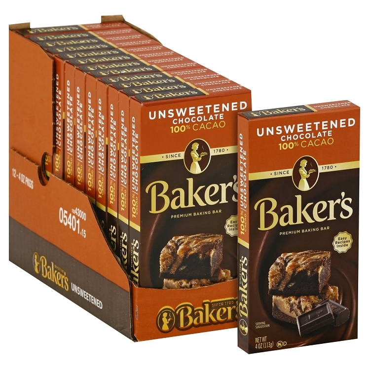 BAKERS CHOCOLATE BAR UNSWEETENED