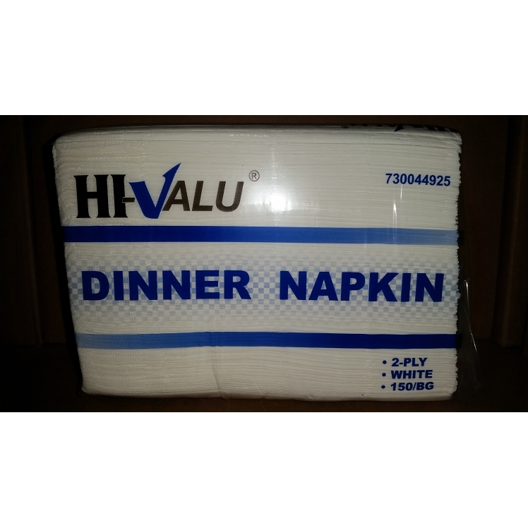 HI-VALU DINNER NAPKIN WHITE EMBOSSED 1/8 FOLD