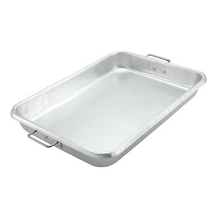 PAN, BAKE & ROAST 17.75X25.75X3.5 ALUMINUM HEAVY-DUTY W/ DROP HANDLE
