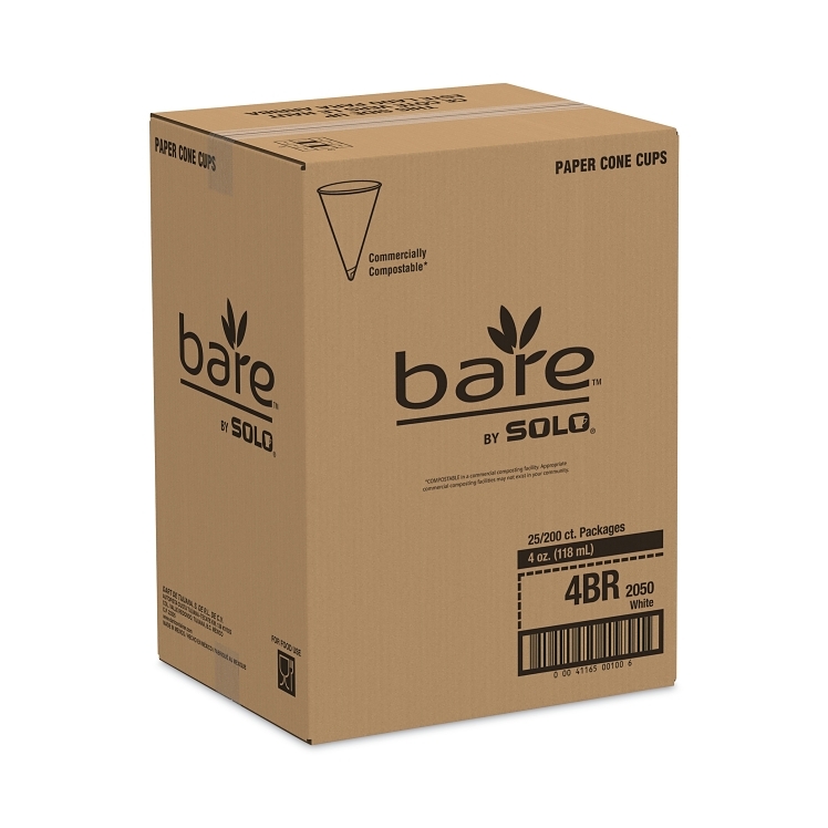 SOLO CUP BARE CONE ROLLED RIM WHITE 4 OZ ECO