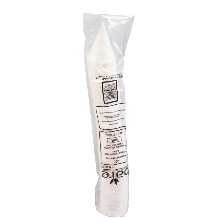 SOLO CUP BARE CONE ROLLED RIM WHITE 4 OZ ECO