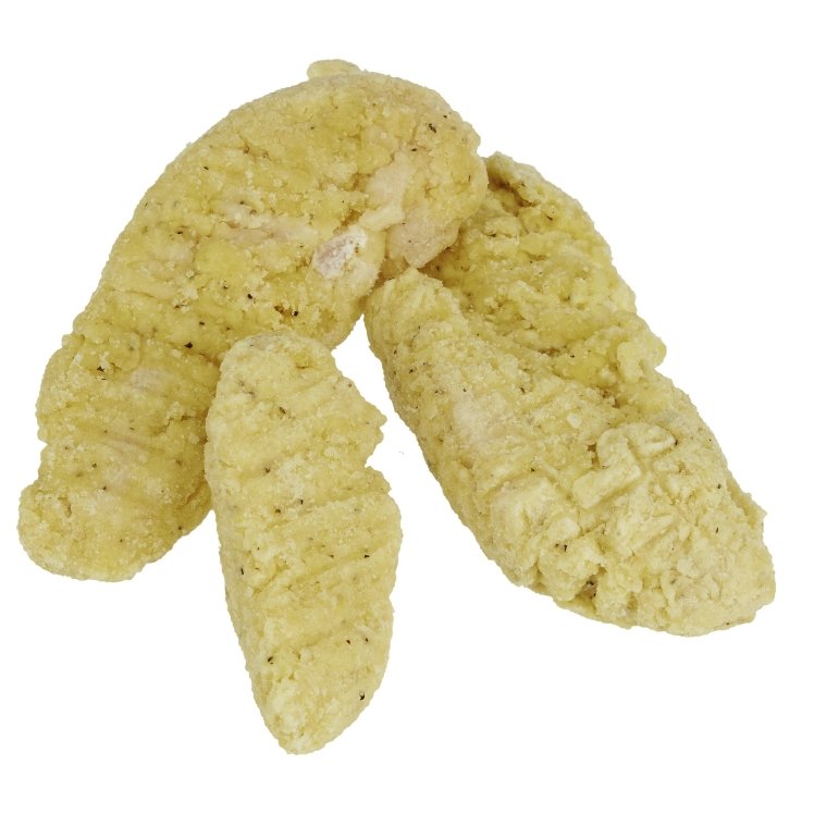 PATUXENT FARMS PREMIUM BREADED RAW LIGHT PEPPER CHICKEN FRITTER TENDERLOINS JUMBO
