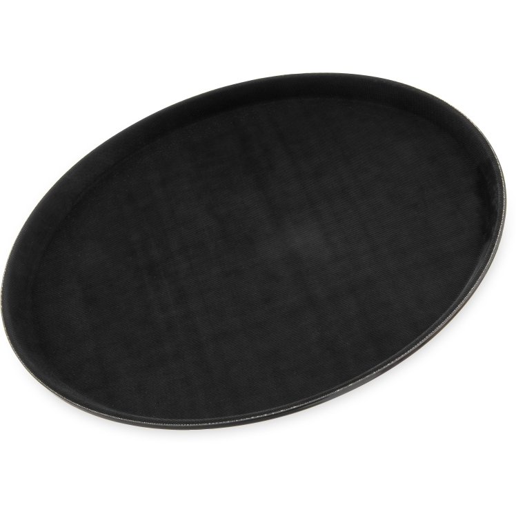 TRAY, SRVG 16  POLYP BLK RND