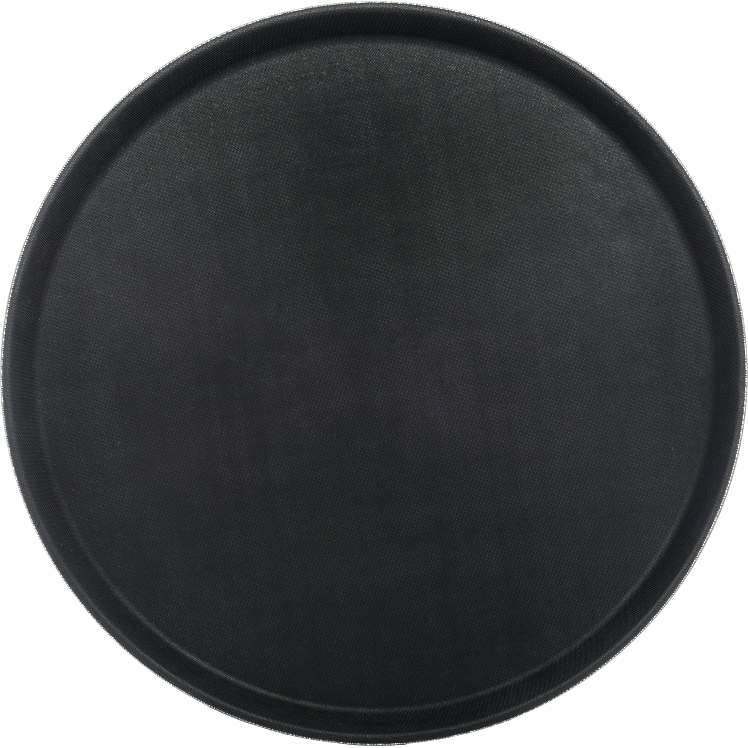 TRAY, SRVG 16  POLYP BLK RND