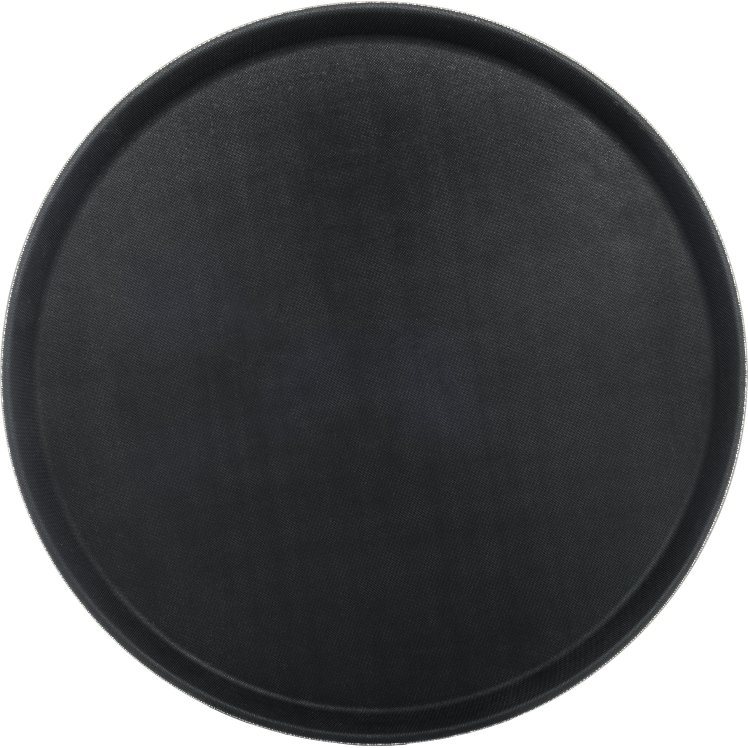 TRAY, SRVG 16  POLYP BLK RND