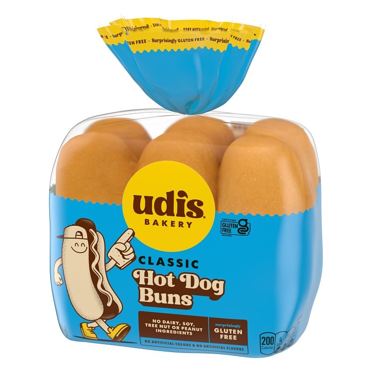 UDI'S CLASSIC HOT DOG BUN GLUTEN FREE 6/6/2.2OZ FROZEN