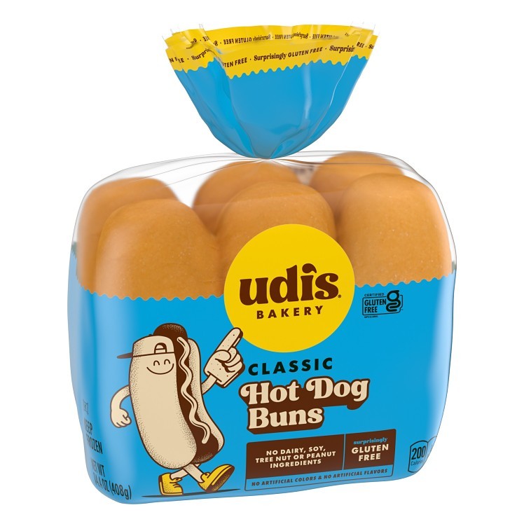 UDI'S CLASSIC HOT DOG BUN GLUTEN FREE 6/6/2.2OZ FROZEN