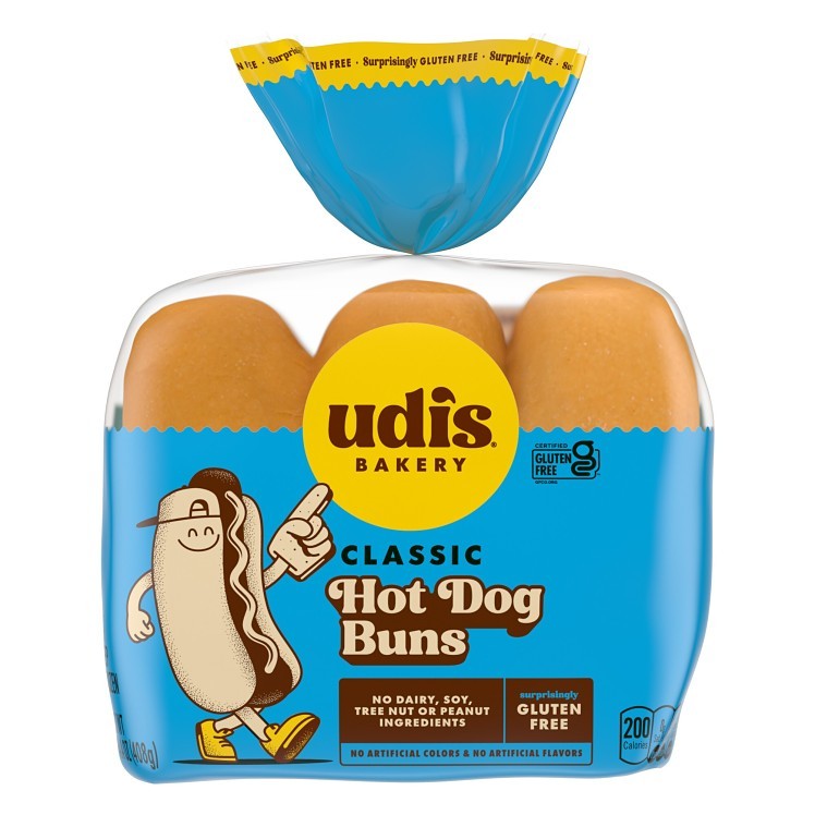 UDI'S CLASSIC HOT DOG BUN GLUTEN FREE 6/6/2.2OZ FROZEN