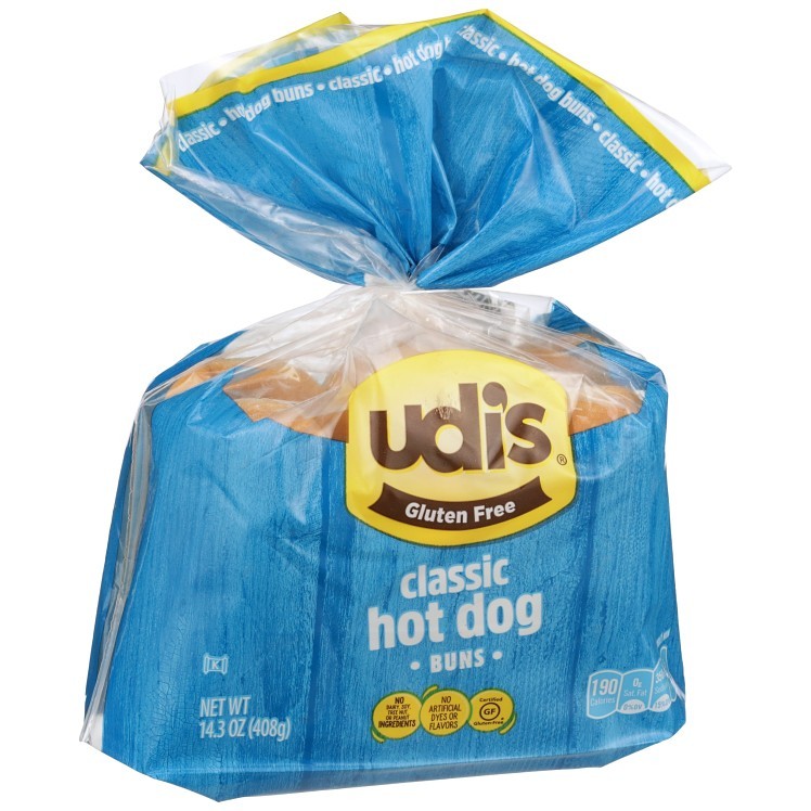 UDI'S CLASSIC HOT DOG BUN GLUTEN FREE 6/6/2.2OZ FROZEN