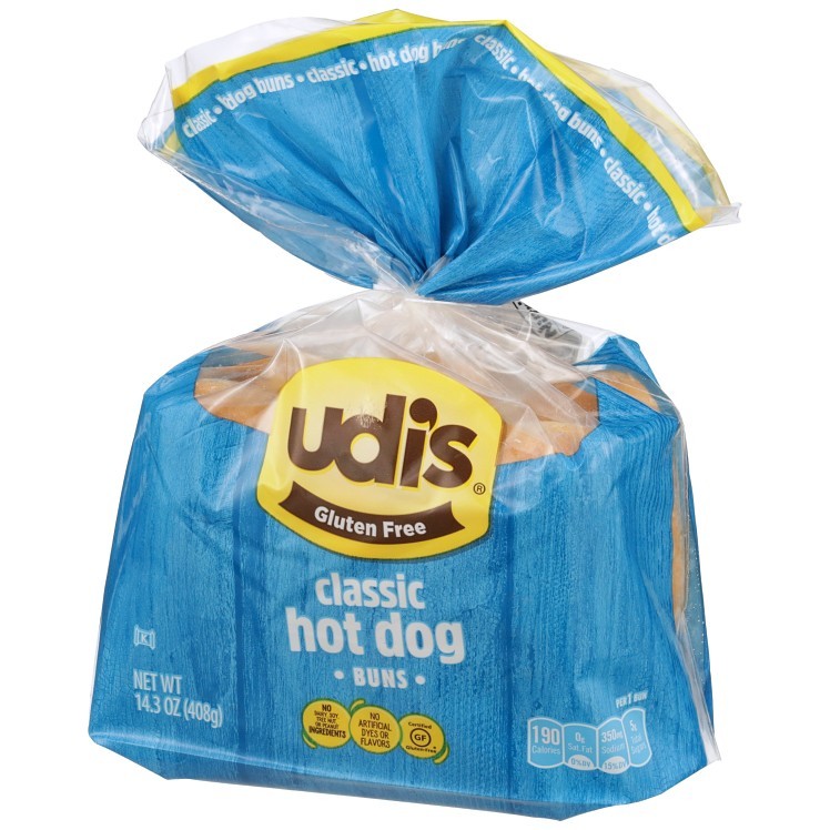 UDI'S CLASSIC HOT DOG BUN GLUTEN FREE 6/6/2.2OZ FROZEN