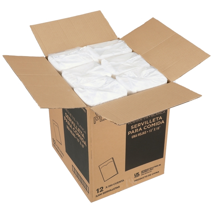 NAPKIN, DNNR WHT 15X16 1 PLY