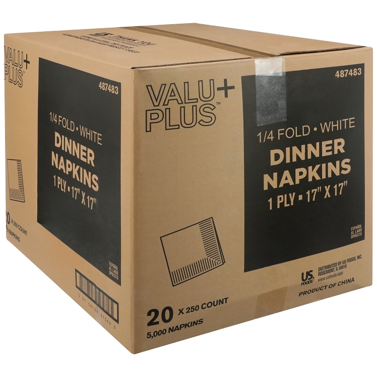 VALU PLUS NAPKIN DINNER WHITE 17X17 1 PLY