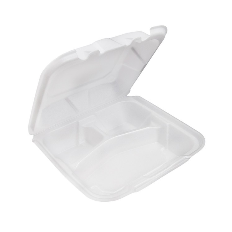 VALU PLUS CONTAINER, FOAM 8 X 8.5 3 COMPARTMENT WHITE