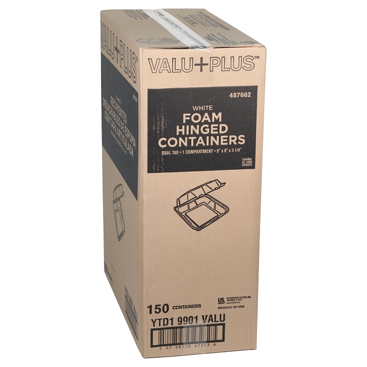 VALU PLUS 1 COMPARTMENT 9 X 9 WHITE CONTAINER