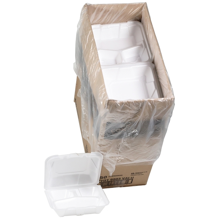 VALU PLUS 9X9 3 COMPARTMENT WHITE FOAM CONTAINER