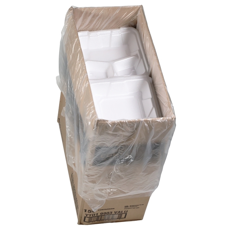 VALU PLUS 9X9 3 COMPARTMENT WHITE FOAM CONTAINER