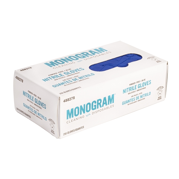 MONOGRAM GLOVE NITRILE MEDIUM POWDER FREE BLUE AMBIDEXTROUS