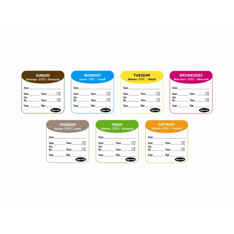 Superior Products Tuesday Label 2x2 Dissolvable 250 Multilingual Roll Yellow