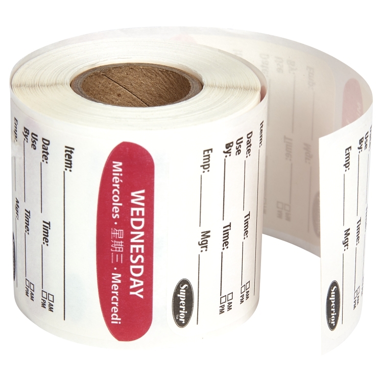 SUPERIOR PRODUCTS WEDNESDAY 2X2 DISSOLVABLE DAY OF THE WEEK LABELS