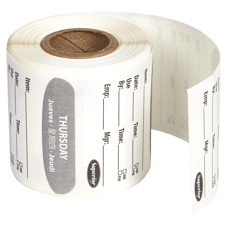 Superior Products Thursday Label 2x2 Dissolvable 250 Multilingual Roll Gray