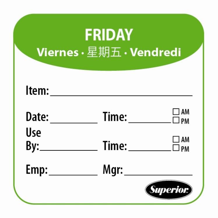 SUPERIOR PRODUCTS LABEL FRIED 2X2 DISPOSABLE 250