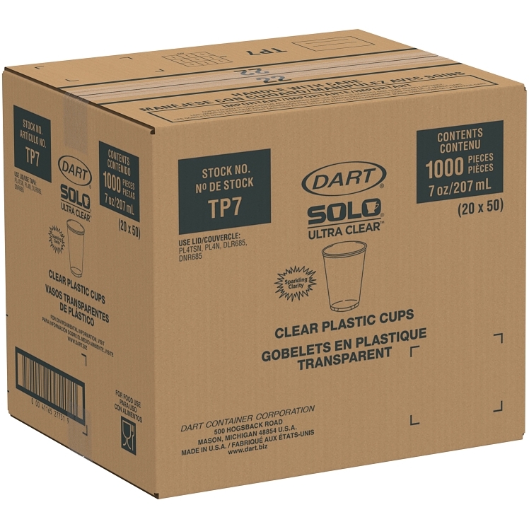 DART 7 OZ CLEAR PLASTIC COLD CUPS