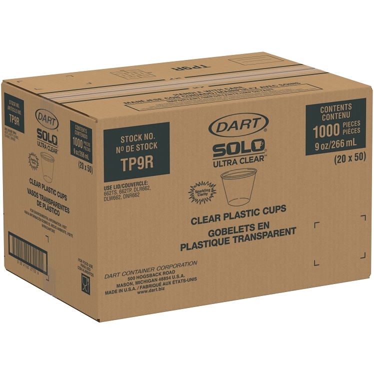 DART COLD CUP CLEAR PLASTIC 9 OZ USE 662 LIDS