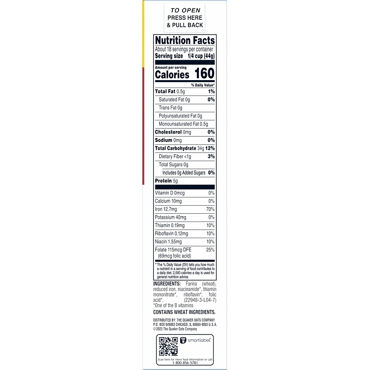 QUAKER QUICK CREAMY ENRICHED WHEAT FARINA
