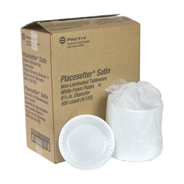 PACTIV WHITE NON-LAMINATED FOAM PLATES 9 INCH