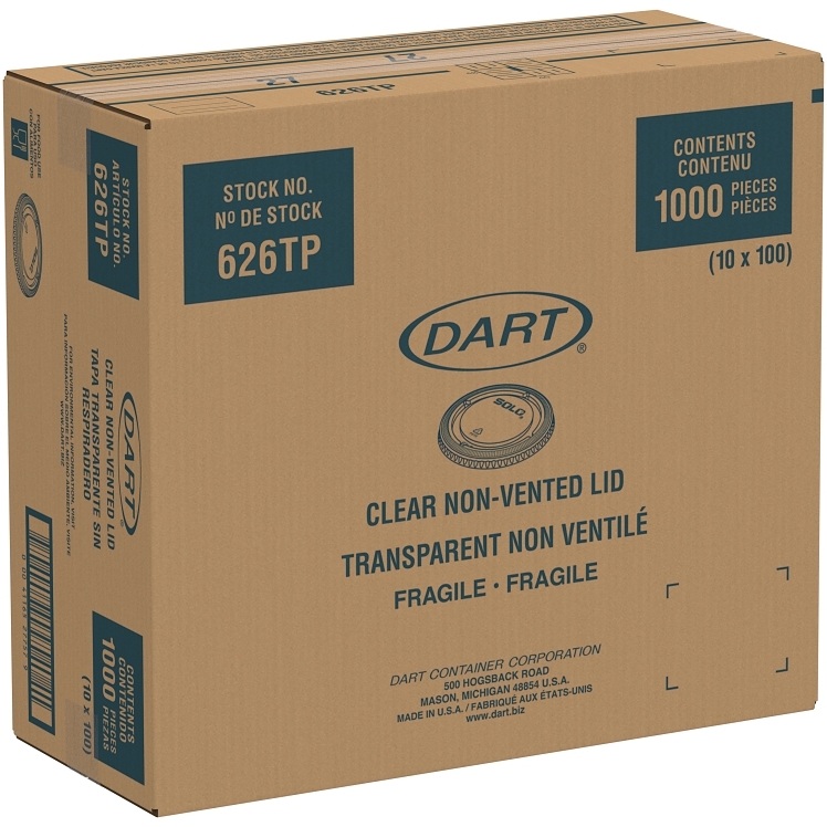 DART ULTRA CLEAR LID NO SLOT 16/24 OZ 626TP