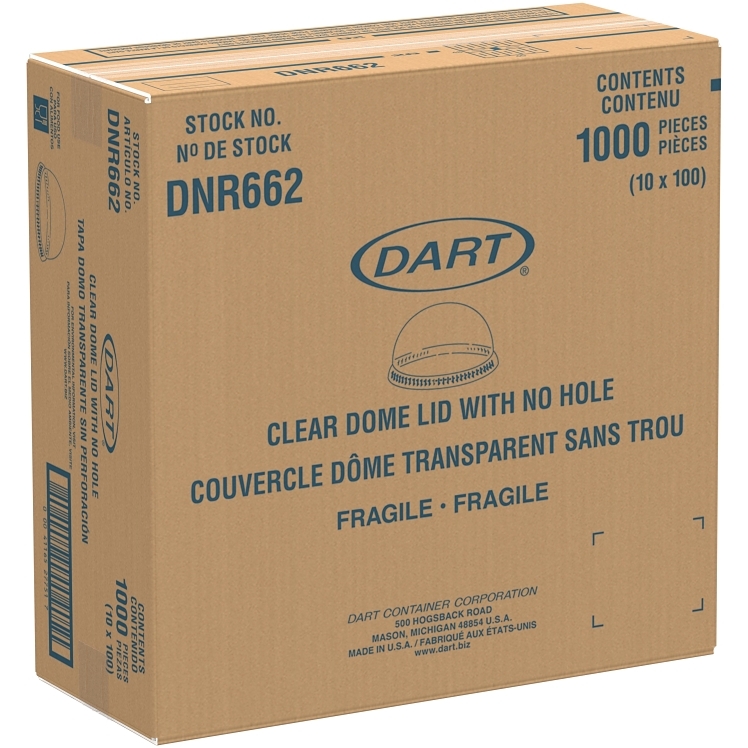 DART DOME LID WITH NO HOLE FOR 9-20 OUNCE CUPS