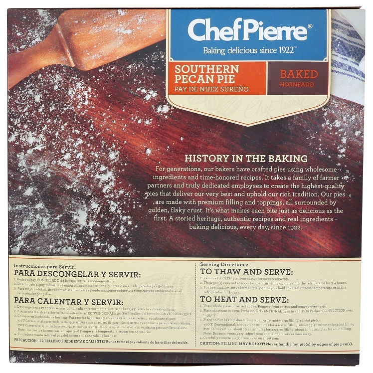 CHEF PIERRE TRADITIONAL PECAN PIE 10 INCH BAKED UNSLICED