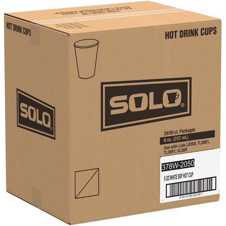 DART 8 OZ WHITE PAPER HOT DRINK CUPS