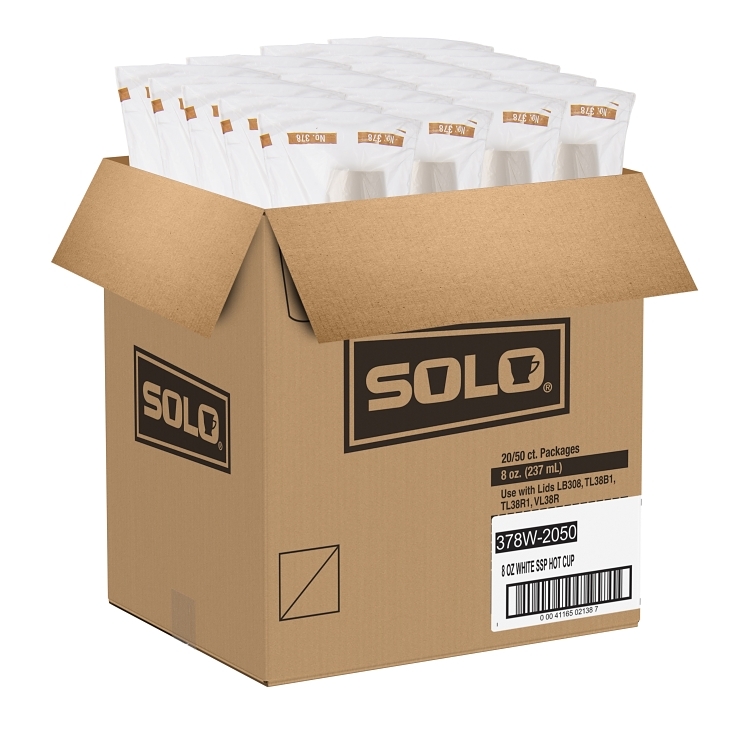DART 8 OZ WHITE PAPER HOT DRINK CUPS