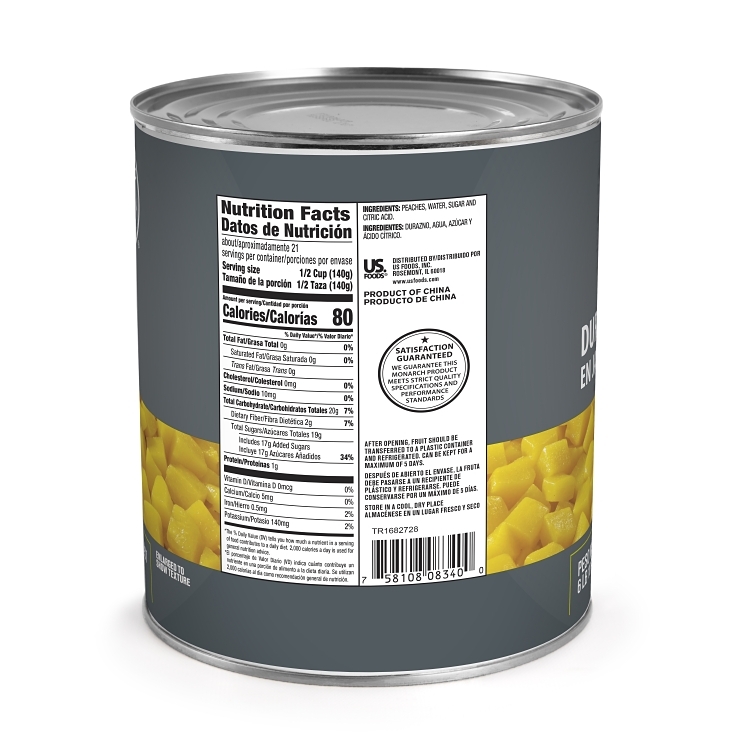 MONARCH PEACH, DICED IN LIGHT SYRUP SHELF STABLE