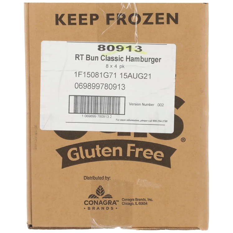 UDI'S CLASSIC HAMBURGER BUN GLUTEN FREE 8/4/2.75OZ FROZEN
