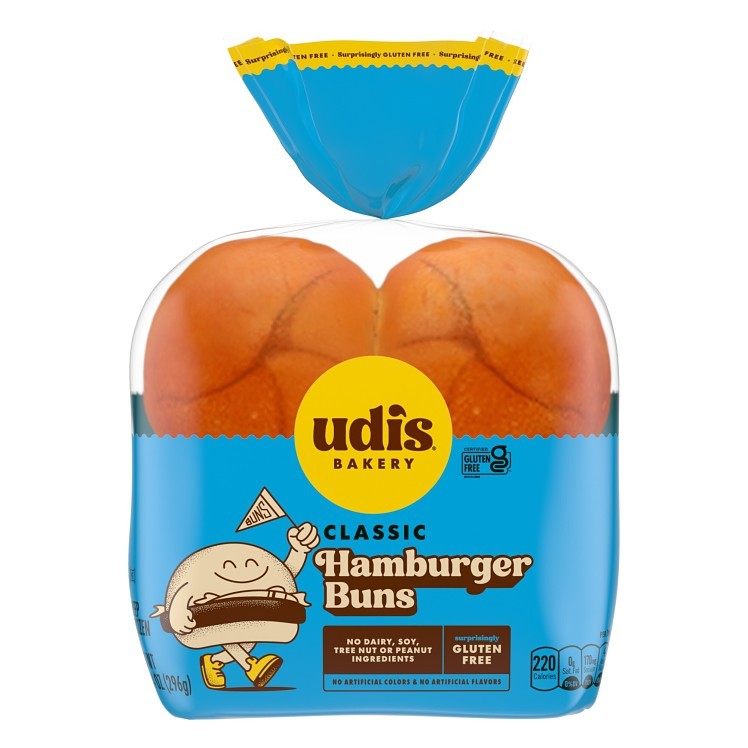 UDI'S CLASSIC HAMBURGER BUN GLUTEN FREE 8/4/2.75OZ FROZEN