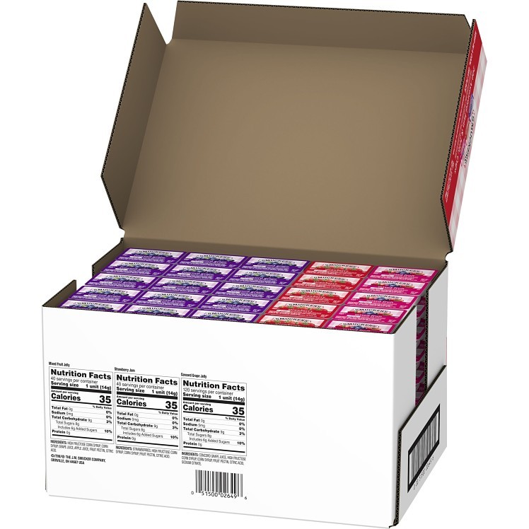 SMUCKER'S JELLY GRAPE, STRAWBERRY, MIXED FRUIT