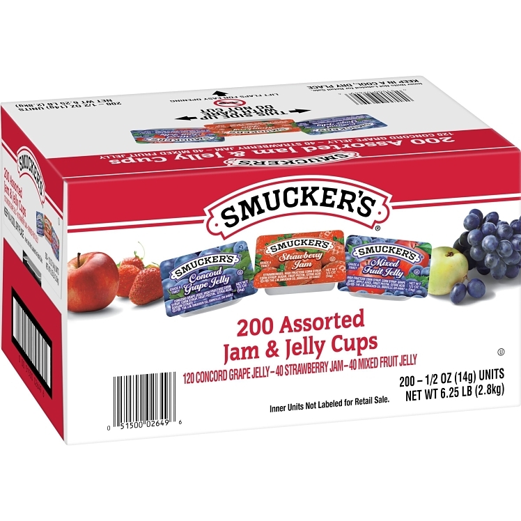 SMUCKER'S JELLY GRAPE, STRAWBERRY, MIXED FRUIT
