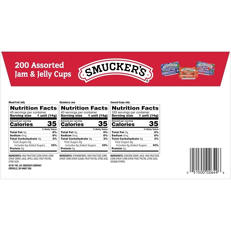 SMUCKER'S JELLY GRAPE, STRAWBERRY, MIXED FRUIT