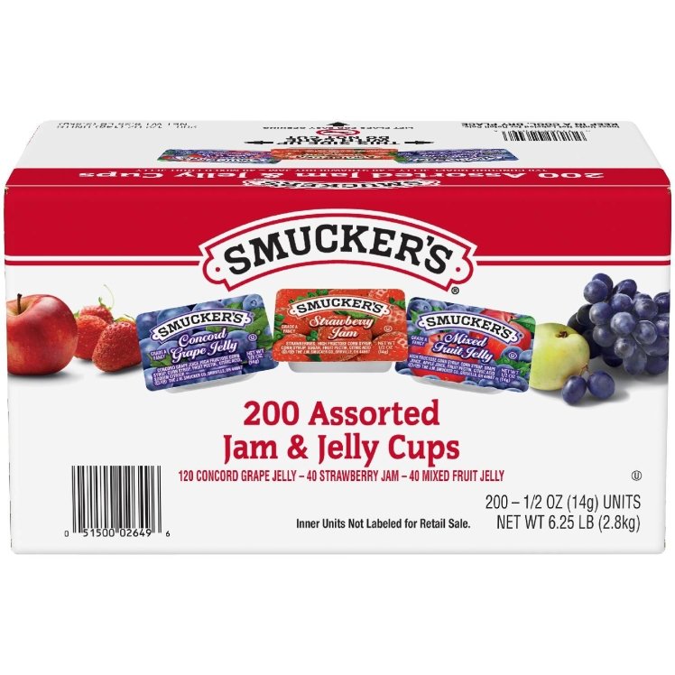 SMUCKER'S JELLY GRAPE, STRAWBERRY, MIXED FRUIT