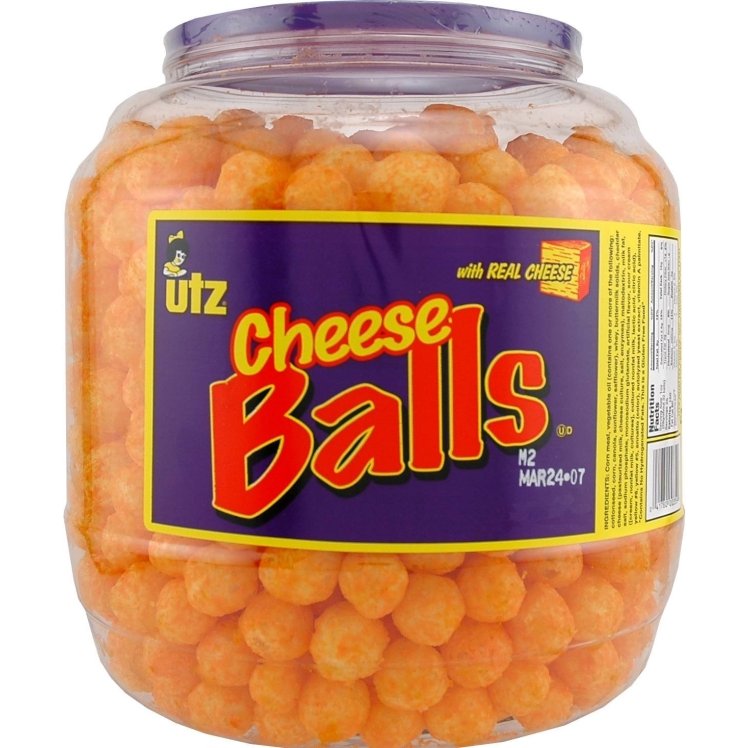 UTZ CHEESE BALL PLASTIC BARREL SNACK