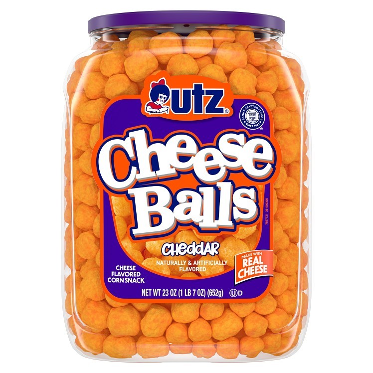 UTZ CHEESE BALL PLASTIC BARREL SNACK
