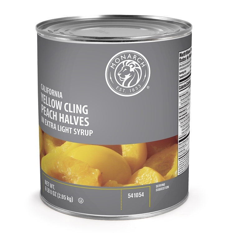 MONARCH PEACH HALVES IN EXTRA LIGHT SYRUP