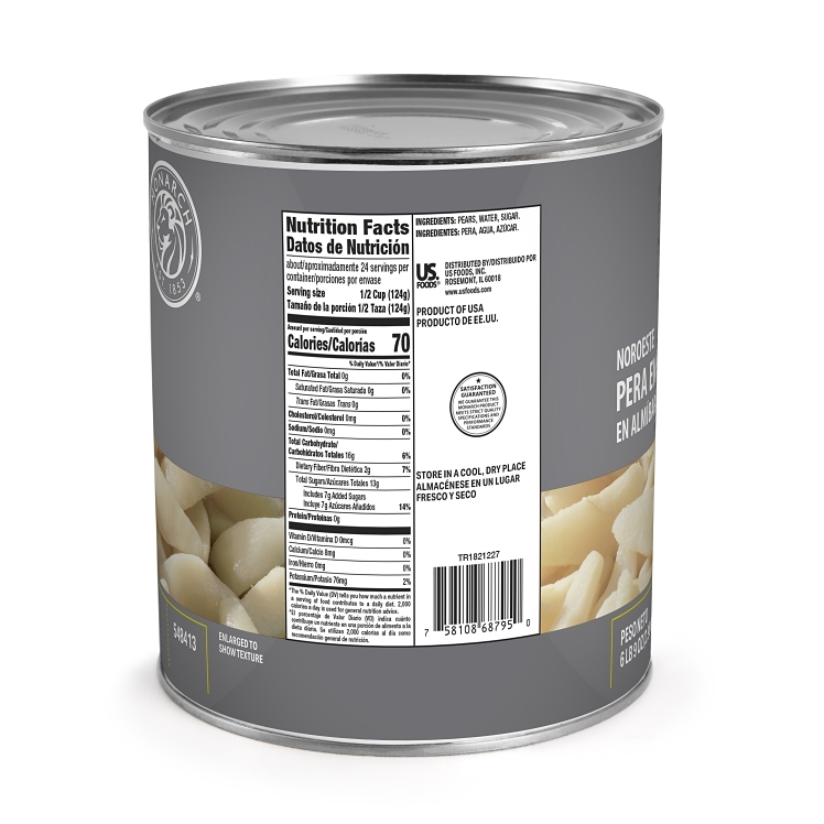 MONARCH PEAR, SLICED NET WEIGHT IN EXTRA LIGHT SYRUP 80-91