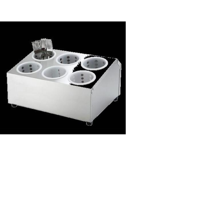 HOLDER, FLATWARE 6-HOLE S/S COUNTERTOP 2-TIER